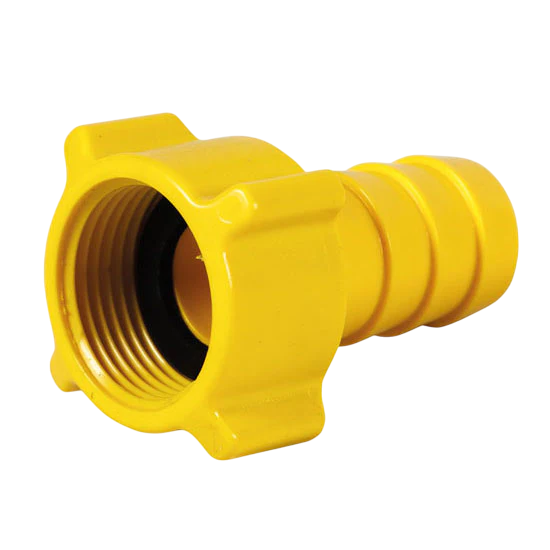 Соединитель для шланга 3/4" с гайкой 3/4" желтый (без уплотнителя) Lubing